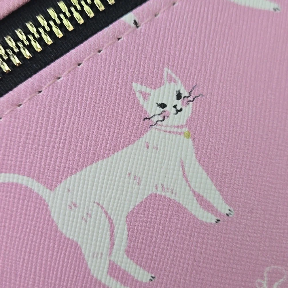 Adorable Cat Print Cosmetic Bag/Organizer In Pink, NWT